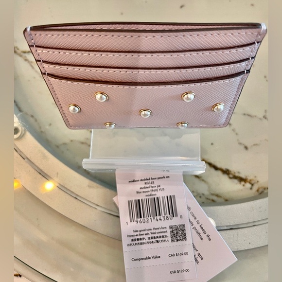 kate spade Gorgeous 2 sided, top pocket faux pearl Card holder Madison NWT - Picture 5 of 13